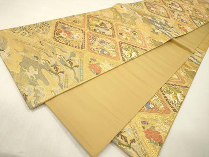 平和屋本店▼六通柄袋帯　唐織　琳派瑞祥錦　本金箔つづれ　正絹　逸品　DABI7736fe
