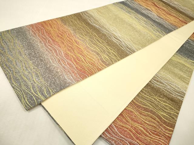 平和屋本店▼全通柄袋帯　よろけ縞　本金箔　正絹　逸品　DABI7738fe
