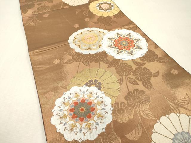 平和屋本店▼六通柄袋帯　唐織　花未生　本金箔　正絹　逸品　DABI7739fe