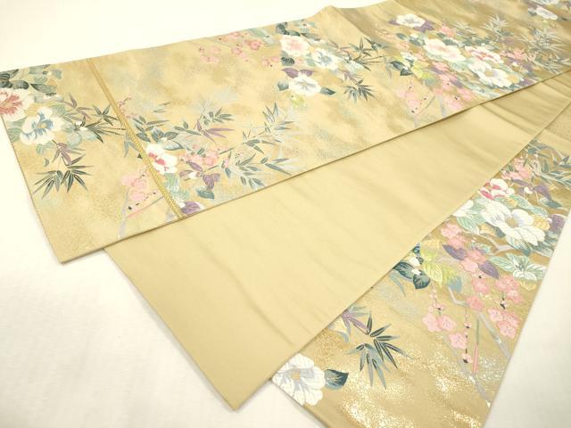 平和屋本店▼「美しいキモノ」お馴染みのメーカー　となみ織物　六通柄袋帯　唐織　枝花　純金箔　正絹　逸品　DABI7744fe