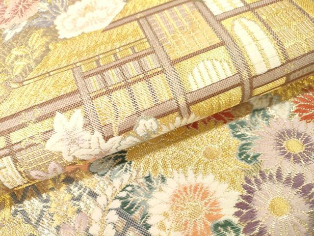 平和屋本店▼六通柄袋帯　唐織　流水古都之旅　九百本金弐重織　正絹　逸品　DABI7745fe