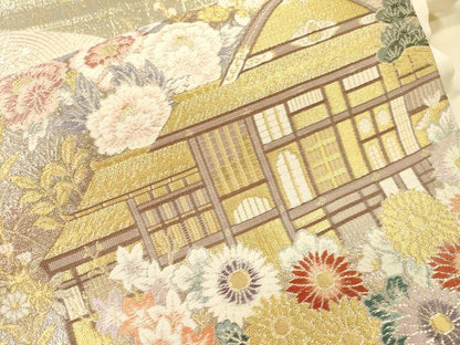 平和屋本店▼六通柄袋帯　唐織　流水古都之旅　九百本金弐重織　正絹　逸品　DABI7745fe