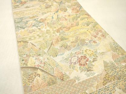 平和屋本店▼六通柄袋帯　京洛紹巴錦　本金箔　正絹　逸品　未使用　DABI7747fe