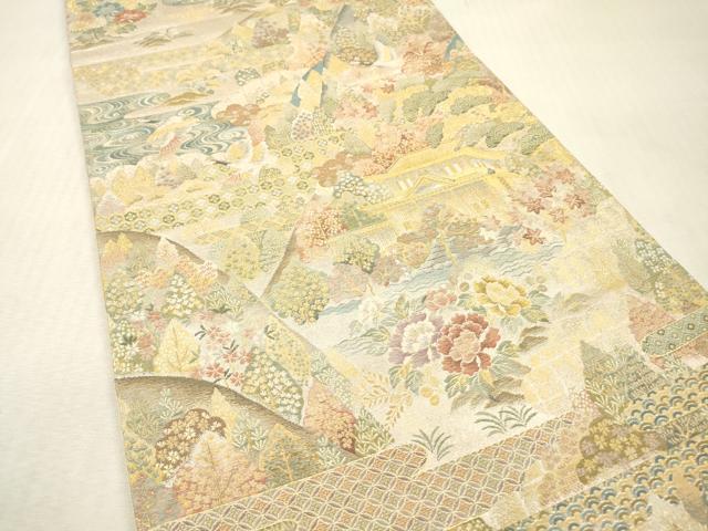 平和屋本店▼六通柄袋帯　京洛紹巴錦　本金箔　正絹　逸品　未使用　DABI7747fe