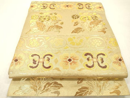 平和屋本店▼六通柄袋帯　横段花唐草文　本金箔　正絹　逸品　DABI7750fe