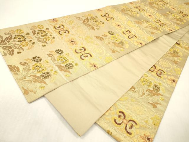 平和屋本店▼六通柄袋帯　横段花唐草文　本金箔　正絹　逸品　DABI7750fe