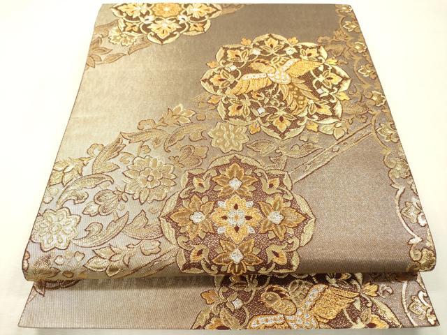 平和屋本店▼六通柄袋帯　斜取鳳鳥華文　上代本金箔　正絹　逸品　DABI7751fe