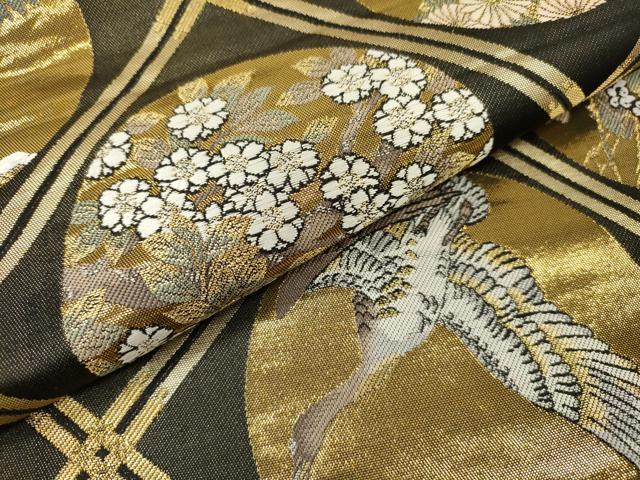 平和屋本店▼西陣　全通全景柄袋帯　傘松閣天井絵　黒地　本金箔二重箔織　正絹　逸品　DABI7754fe
