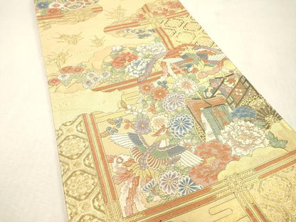 平和屋本店▼佐賀錦　六通柄袋帯　雲取飛優文　本金箔　正絹　逸品　DABI7755fe