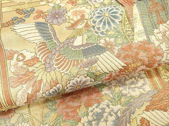 平和屋本店▼佐賀錦　六通柄袋帯　雲取飛優文　本金箔　正絹　逸品　DABI7755fe