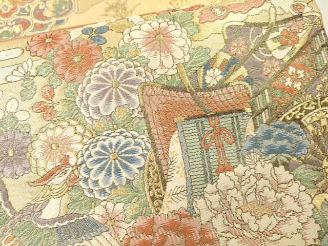 平和屋本店▼佐賀錦　六通柄袋帯　雲取飛優文　本金箔　正絹　逸品　DABI7755fe