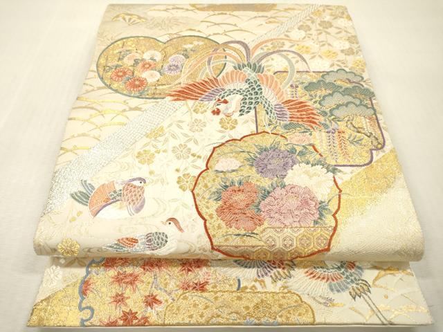 平和屋本店▼六通柄袋帯　唐織　能衣文　本金箔　正絹　逸品　DABI7756fe