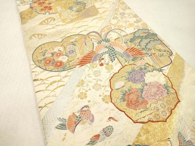 平和屋本店▼六通柄袋帯　唐織　能衣文　本金箔　正絹　逸品　DABI7756fe
