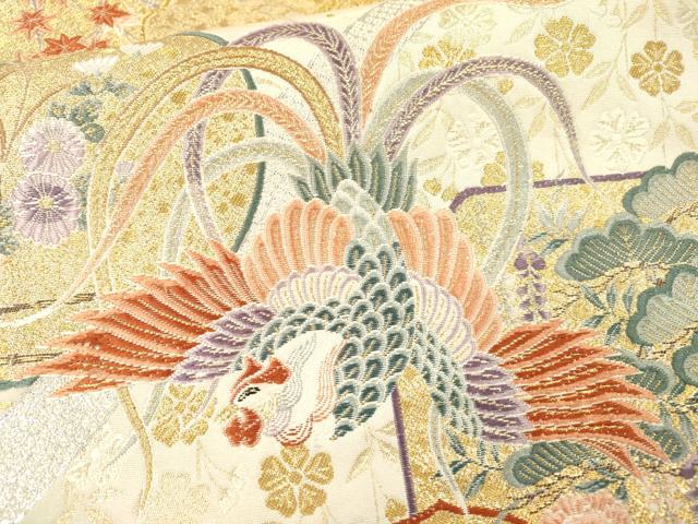 平和屋本店▼六通柄袋帯　唐織　能衣文　本金箔　正絹　逸品　DABI7756fe