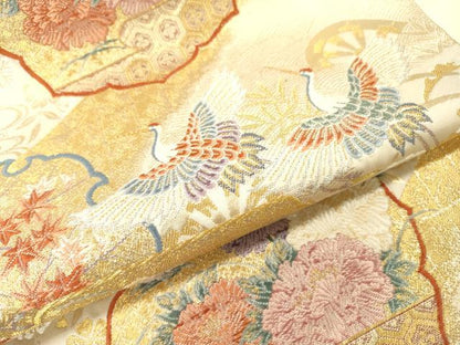 平和屋本店▼六通柄袋帯　唐織　能衣文　本金箔　正絹　逸品　DABI7756fe