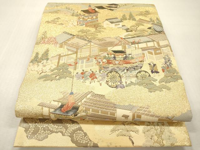 平和屋本店▼全通全景柄袋帯　洛中洛景　本金箔　正絹　逸品　DABI7757fe