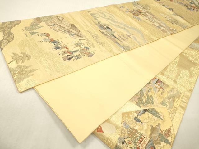 平和屋本店▼全通全景柄袋帯　洛中洛景　本金箔　正絹　逸品　DABI7757fe