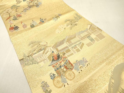 平和屋本店▼全通全景柄袋帯　洛中洛景　本金箔　正絹　逸品　DABI7757fe