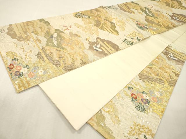 平和屋本店▼六通柄袋帯　花鳥紹宴松　九百本金弐重織　正絹　逸品　DABI7763fe