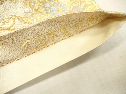 平和屋本店▼六通柄袋帯　花鳥紹宴松　九百本金弐重織　正絹　逸品　DABI7763fe