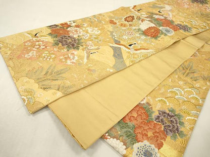 平和屋本店▼六通柄袋帯　唐織　古典春秋絵　本金箔二重　正絹　逸品　DABI7764fe