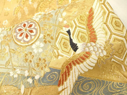 平和屋本店▼六通柄袋帯　唐織　古典春秋絵　本金箔二重　正絹　逸品　DABI7764fe