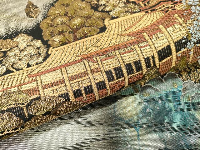 平和屋本店▼六通柄袋帯　風景文　本金箔　正絹　逸品　DABI7765fe