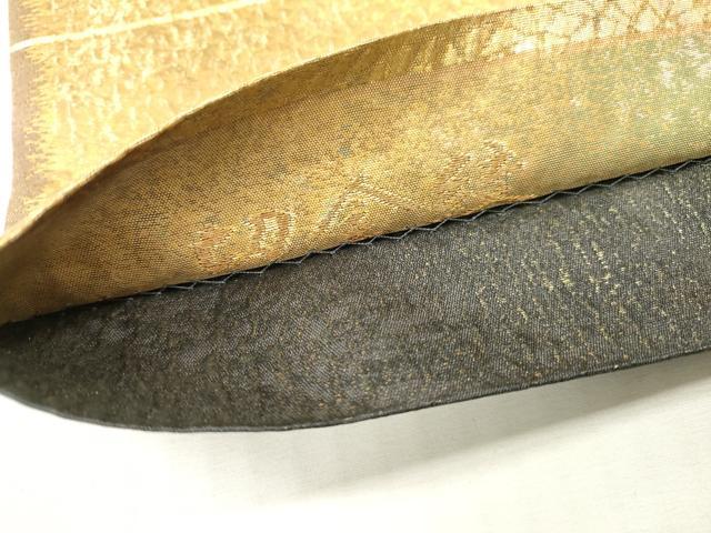 平和屋着物▼両方向　両面全通柄袋帯　横段文　切金紋　正絹　逸品　DABI7767fe