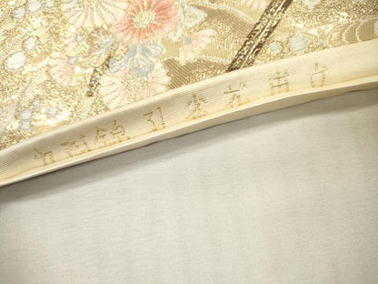 平和屋本店▼六通柄袋帯　唐織　九百錦　孔雀花車文　24K純金箔錦　正絹　逸品　DABI7771fe