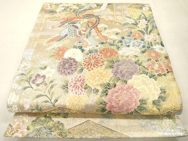 平和屋本店▼六通柄袋帯　唐織　屏風鳳凰花柄文　本金　正絹　逸品　未使用　DABI7773fe