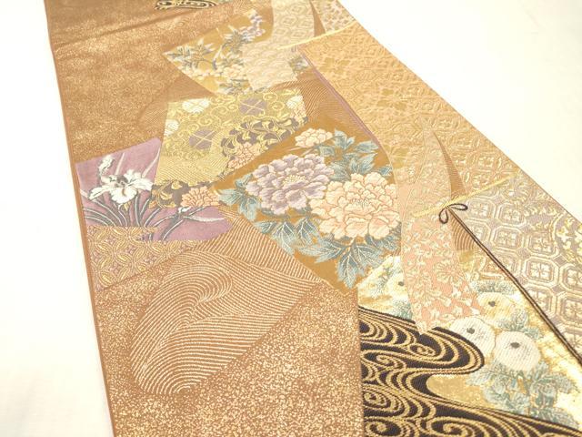 平和屋本店▼六通柄袋帯　唐織　九百錦　色紙重ね花文　弐拾四金箔二重織　正絹　逸品　DABI7774fe
