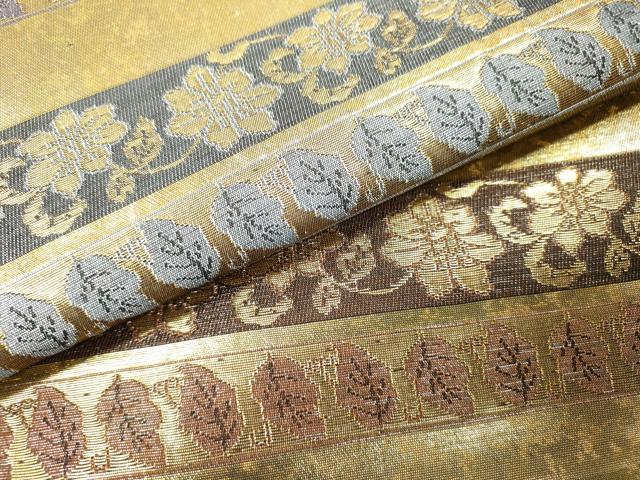 平和屋本店▼六通柄袋帯　横段裂小袖　黒地　本金　正絹　逸品　DABI7776fe