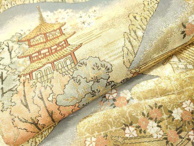 平和屋本店▼六通柄袋帯　清水寺　本金箔　正絹　逸品　DABI7778fe