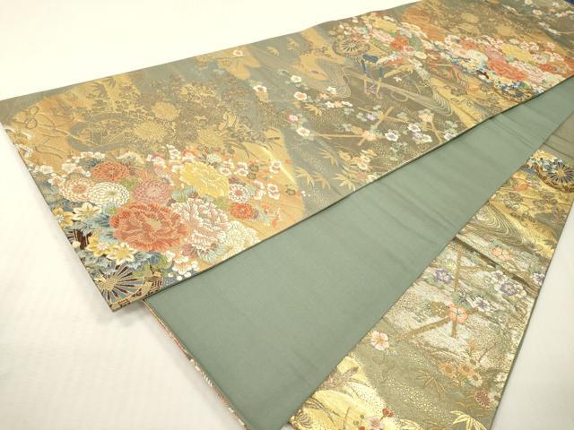 平和屋本店▼六通柄袋帯　唐織　花車文　本金箔　正絹　逸品　DABI7780fe