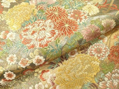 平和屋本店▼六通柄袋帯　唐織　花車文　本金箔　正絹　逸品　DABI7780fe