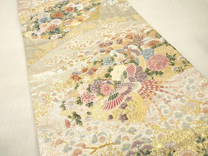 平和屋本店▼六通柄袋帯　風雅扇面文　本金　正絹　逸品　DABI7781fe