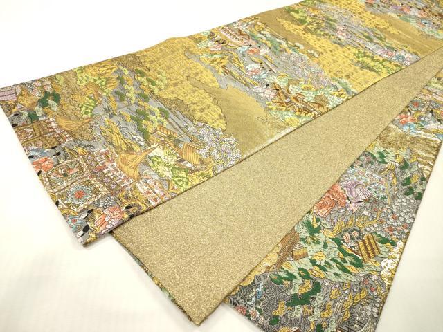 平和屋本店▼西陣　廣部商事謹製　全通柄袋帯　唐織　京洛祇園祭還幸絵巻　弐拾金箔使用　正絹　逸品　DABI7786fe