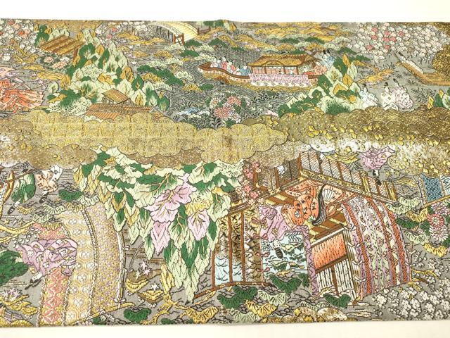 平和屋本店▼西陣　廣部商事謹製　全通柄袋帯　唐織　京洛祇園祭還幸絵巻　弐拾金箔使用　正絹　逸品　DABI7786fe
