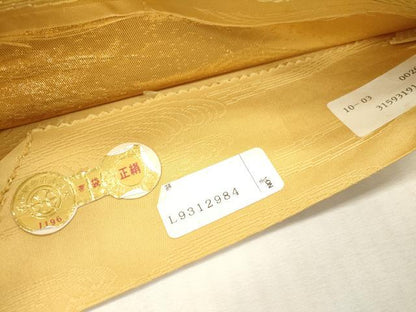 平和屋本店▼西陣　宇野機業店謹製　六通柄袋帯　唐織　草木染　鴛鴦流水文　本金箔　証紙付き　正絹　逸品　DABI7791fe