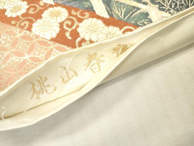 平和屋本店▼六通柄袋帯　唐織　桃山春鷹図　本金箔　正絹　逸品　DABI7792fe