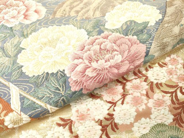 平和屋本店▼六通柄袋帯　唐織　桃山春鷹図　本金箔　正絹　逸品　DABI7792fe