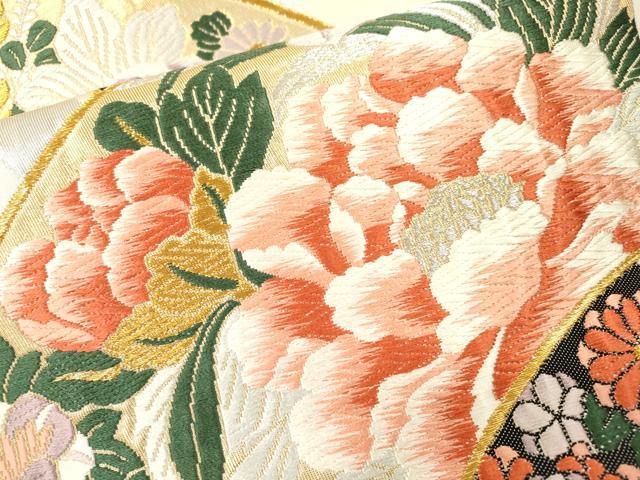 平和屋本店▼六通柄袋帯　唐織　能衣花鳥文　弐拾四金箔　正絹　逸品　DABI7795fe