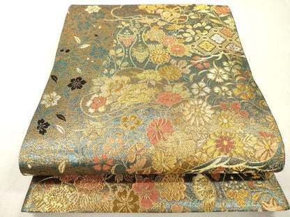 平和屋本店▼六通柄袋帯　古代彫金紋　本金箔二重　正絹　逸品　DABI7796fe