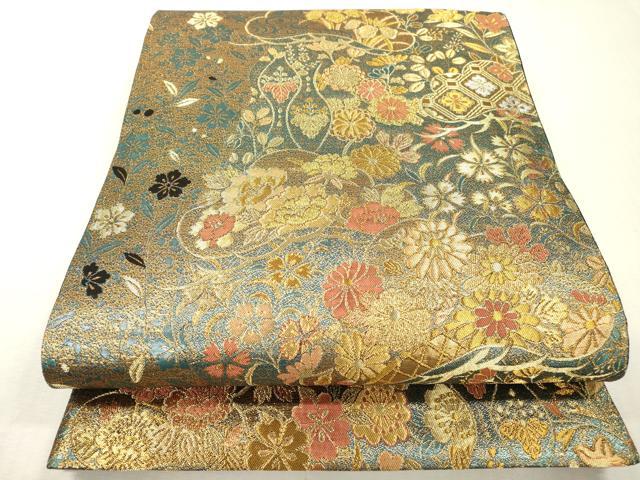 平和屋本店▼六通柄袋帯　古代彫金紋　本金箔二重　正絹　逸品　DABI7796fe