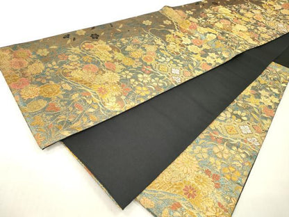 平和屋本店▼六通柄袋帯　古代彫金紋　本金箔二重　正絹　逸品　DABI7796fe