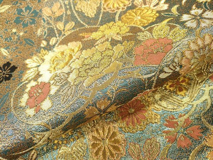 平和屋本店▼六通柄袋帯　古代彫金紋　本金箔二重　正絹　逸品　DABI7796fe