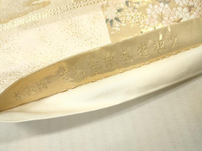 平和屋本店▼六通柄袋帯　唐織　重ね色紙孔雀花文　本金箔　正絹　逸品　DABI7801fe