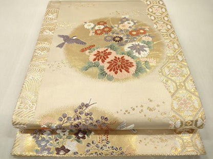 平和屋本店▼六通柄袋帯　唐織　華宝錦　本金箔　正絹　逸品　DABI7802fe