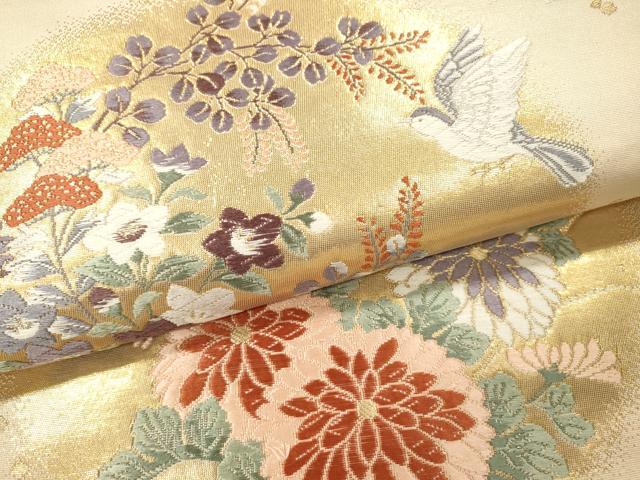 平和屋本店▼六通柄袋帯　唐織　華宝錦　本金箔　正絹　逸品　DABI7802fe