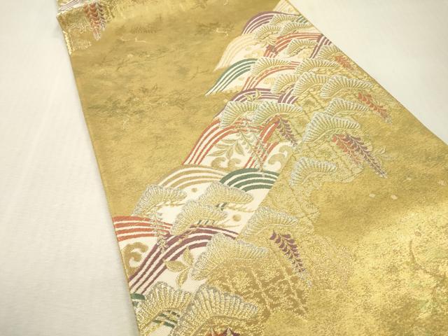 平和屋本店▼六通柄袋帯　絹衣松波文　本金箔　正絹　逸品　DABI7806fe